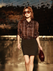 Women's Casual Wheat-Check Shirt