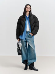 Women's Casual Lightweight Stand-Collar Cropped Down Jacket
