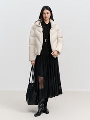 Women's Casual Lightweight Stand-Collar Cropped Down Jacket