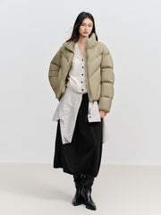 Women's Casual Lightweight Stand-Collar Cropped Down Jacket