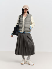 Women's Casual Miu-Style Faux-Layer Plaid-Panel Knit Top