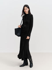 Women's Elegant Black Knit Mermaid Base Skirt