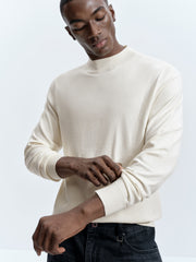 Men's Casual Cashmere-Blend Mock-Neck Base Layer Knit Top