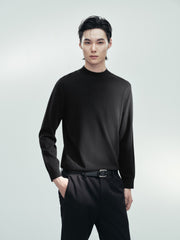 Men's Casual Cashmere-Blend Mock-Neck Base Layer Knit Top