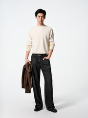 Men's Casual Cashmere-Blend Mock-Neck Base Layer Knit Top
