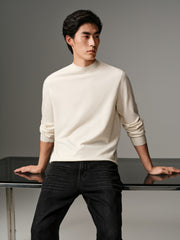 Men's Casual Cashmere-Blend Mock-Neck Base Layer Knit Top