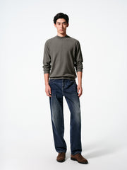 Men's Casual Solid Vintage-Wash Jeans