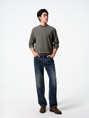 Men's Casual Solid Vintage-Wash Jeans