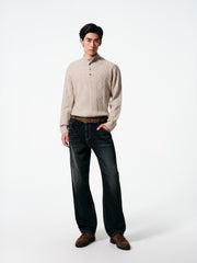 Men's Casual Solid Vintage-Wash Jeans