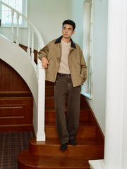 Men's Barn-Style Faux-Suede Quilted-Lined Jacket