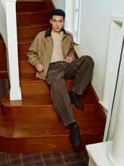 Men's Barn-Style Faux-Suede Quilted-Lined Jacket