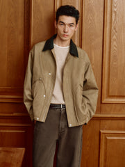 Men's Barn-Style Faux-Suede Quilted-Lined Jacket