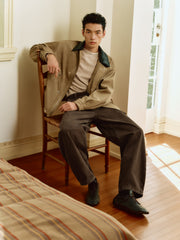 Men's Barn-Style Faux-Suede Quilted-Lined Jacket