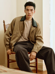 Men's Barn-Style Faux-Suede Quilted-Lined Jacket