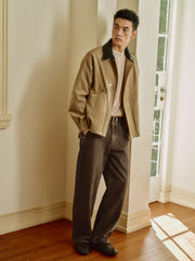 Men's Barn-Style Faux-Suede Quilted-Lined Jacket