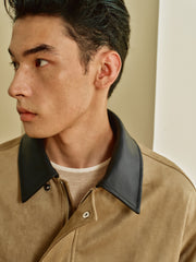 Men's Barn-Style Faux-Suede Quilted-Lined Jacket