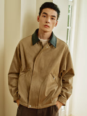 Men's Barn-Style Faux-Suede Quilted-Lined Jacket