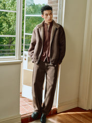 Men's Casual Faux-Suede Fleece-Lined Harrington Jacket