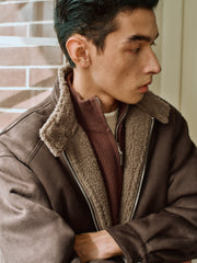 Men's Casual Faux-Suede Fleece-Lined Harrington Jacket