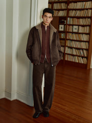 Men's Casual Faux-Suede Fleece-Lined Harrington Jacket