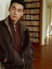 Men's Casual Faux-Suede Fleece-Lined Harrington Jacket