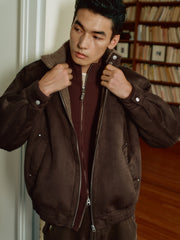 Men's Casual Faux-Suede Fleece-Lined Harrington Jacket