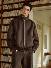 Men's Casual Faux-Suede Fleece-Lined Harrington Jacket