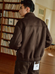 Men's Casual Faux-Suede Fleece-Lined Harrington Jacket