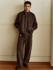 Men's Casual Faux-Suede Fleece-Lined Harrington Jacket