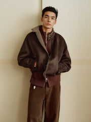 Men's Casual Faux-Suede Fleece-Lined Harrington Jacket