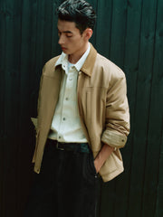 Men's Barn-Style Contrast-Collar Utility Jacket-Style Down Jacket