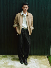 Men's Barn-Style Contrast-Collar Utility Jacket-Style Down Jacket