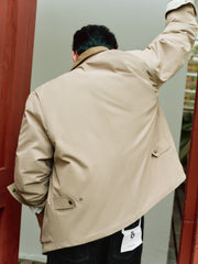 Men's Barn-Style Contrast-Collar Utility Jacket-Style Down Jacket