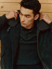 Men's Casual PU Leather Fleece-Collar Jacket-Style Down Jacket