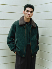 Men's Casual PU Leather Fleece-Collar Jacket-Style Down Jacket
