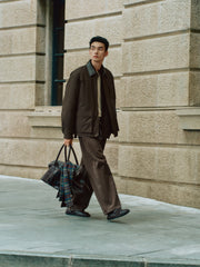 Men's Barn-Style Contrast-Collar Utility Jacket-Style Down Jacket