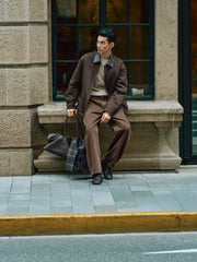 Men's Barn-Style Contrast-Collar Utility Jacket-Style Down Jacket
