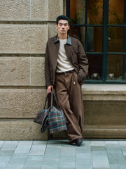 Men's Barn-Style Contrast-Collar Utility Jacket-Style Down Jacket