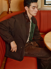 Men's Barn-Style Contrast-Collar Utility Jacket-Style Down Jacket