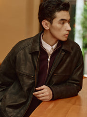 Men's Casual PU Leather Jacket-Style Fashion Down Jacket