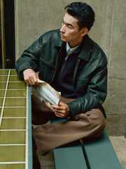 Men's Casual PU Leather Jacket-Style Fashion Down Jacket