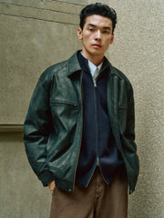 Men's Casual PU Leather Jacket-Style Fashion Down Jacket