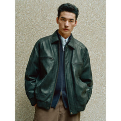 Men's Casual PU Leather Jacket-Style Fashion Down Jacket