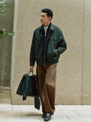 Men's Casual PU Leather Jacket-Style Fashion Down Jacket