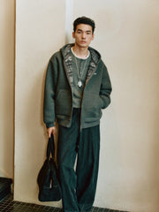 Men's Casual Jacquard Fleece Hooded Jacket