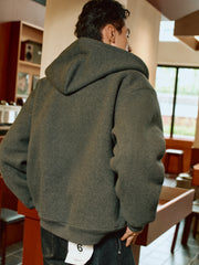 Men's Casual Jacquard Fleece Hooded Jacket