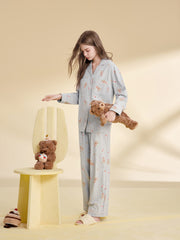 Women's Casual Bear-Print Loungewear Set