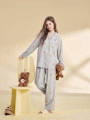 Women's Casual Bear-Print Loungewear Set