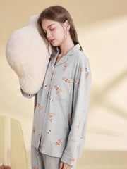 Women's Casual Bear-Print Loungewear Set