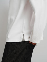 Men's Basic White Embroidered Long-Sleeve T-Shirt